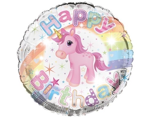 18IN HAPPY B/DAY UNICORN FOIL BALLOON