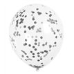 (6) 12IN BLACK CONFETTI CLEAR BALLOON