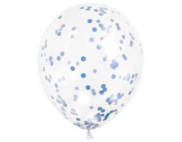 (6) 12IN ROYAL BLUE CONFETTI CLEAR BALLOON