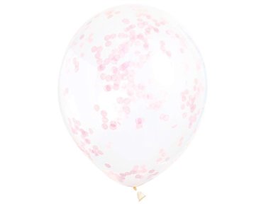 (6) 12IN PINK CONFETTI CLEAR BALLOON