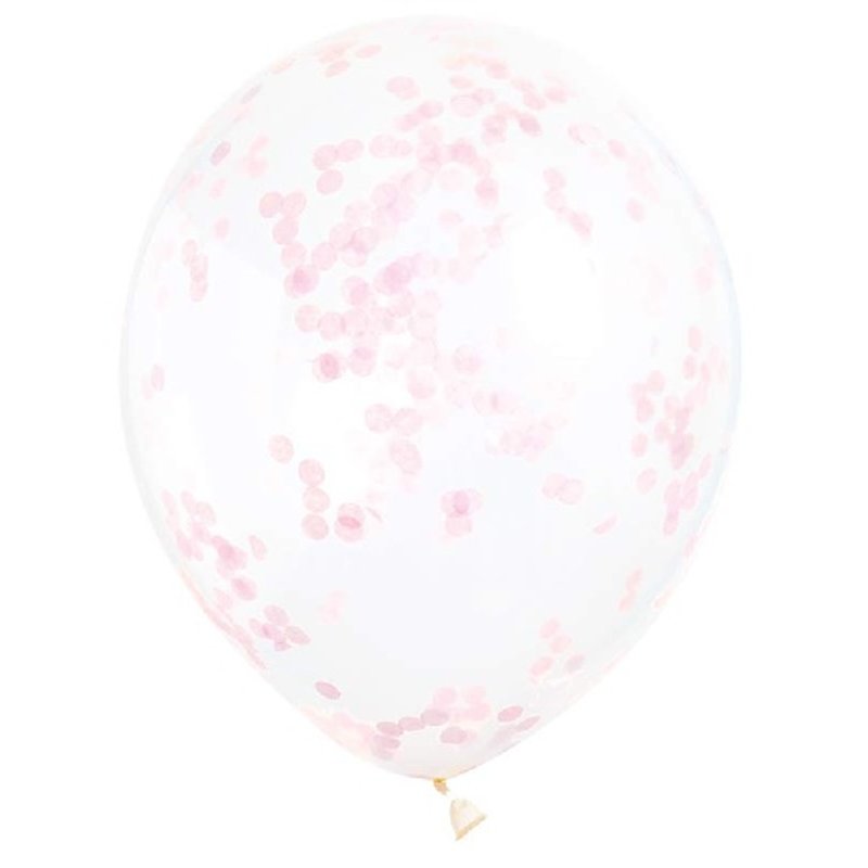 (6) 12IN PINK CONFETTI CLEAR BALLOON