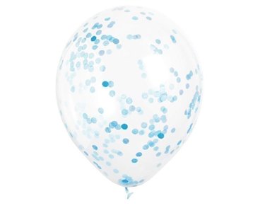 (6) 12IN POWDER BLUE CONFETTI CLEAR BALLOON