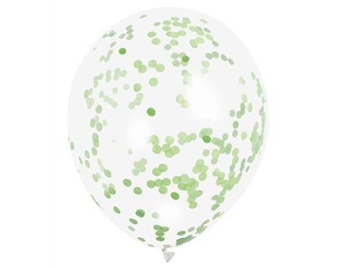 (6) 12IN LIME GREEN CONFETTI CLEAR BALLOON