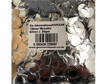 30GM 10MM SILVER METALLIC CONFETTI