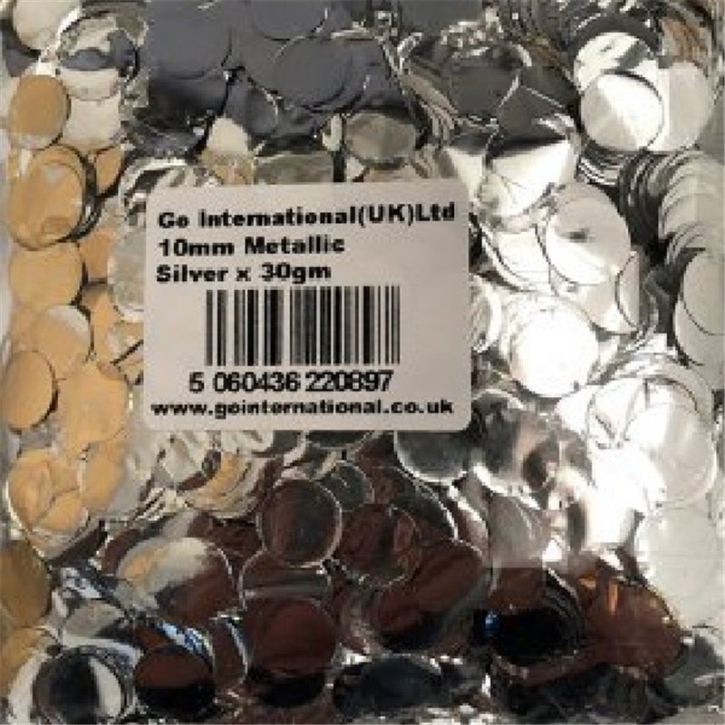 30GM 10MM SILVER METALLIC CONFETTI