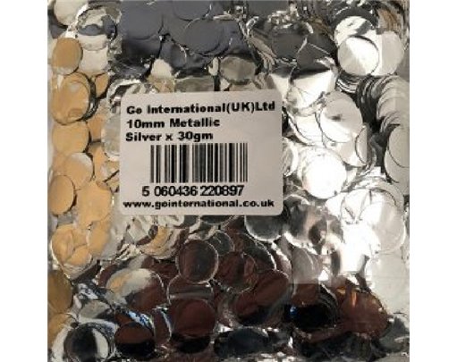 30GM 10MM SILVER METALLIC CONFETTI