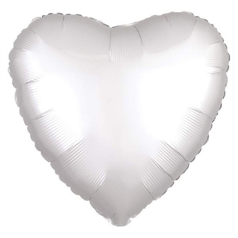 18IN SATIN LUXE WHITE SATIN HEART FOIL