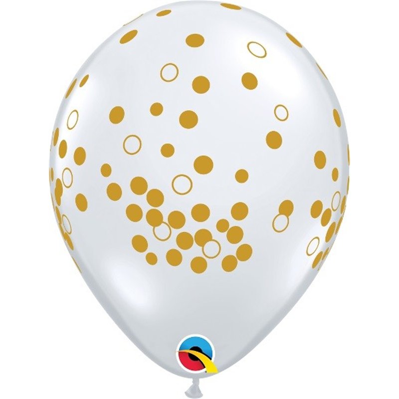 (25) 11in CONFETTI DOTS CLEAR QUALATEX