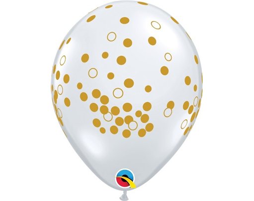 (25) 11in CONFETTI DOTS CLEAR QUALATEX