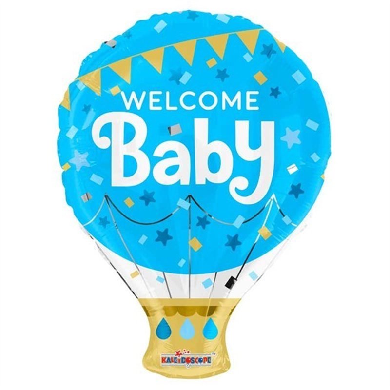 18IN WELCOME BABY HOT AIR BALLOON BLUE