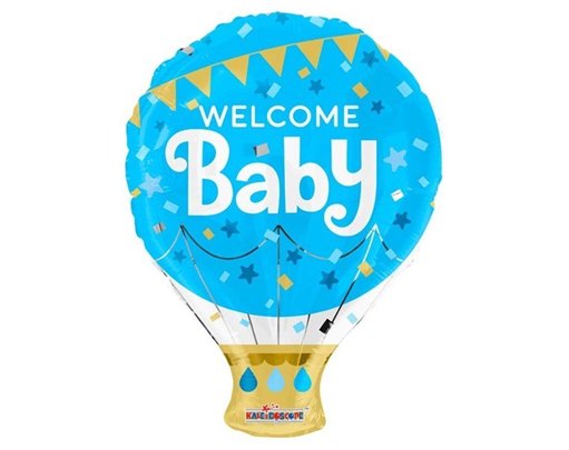 18IN WELCOME BABY HOT AIR BALLOON BLUE
