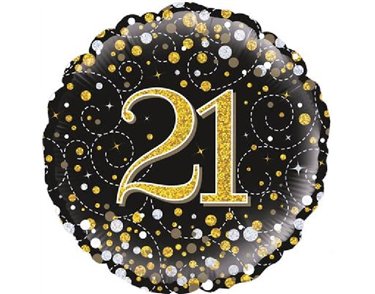 18in 21ST SPARKLING FIZZ BLACK AND GOLD FOIL