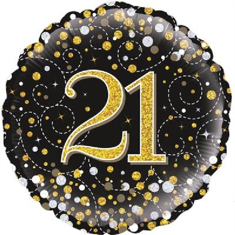 18in 21ST SPARKLING FIZZ BLACK AND GOLD FOIL