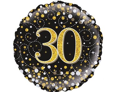 18IN 30TH SPARKLING FIZZ BLACK GOLD