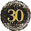 18IN 30TH SPARKLING FIZZ BLACK GOLD