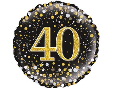 18IN 40TH SPARKLING FIZZ BLACK GOLD