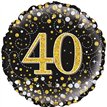 18IN 40TH SPARKLING FIZZ BLACK GOLD