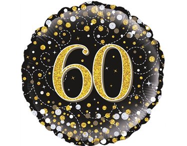 18IN 60TH SPARKLING FIZZ BLACK GOLD