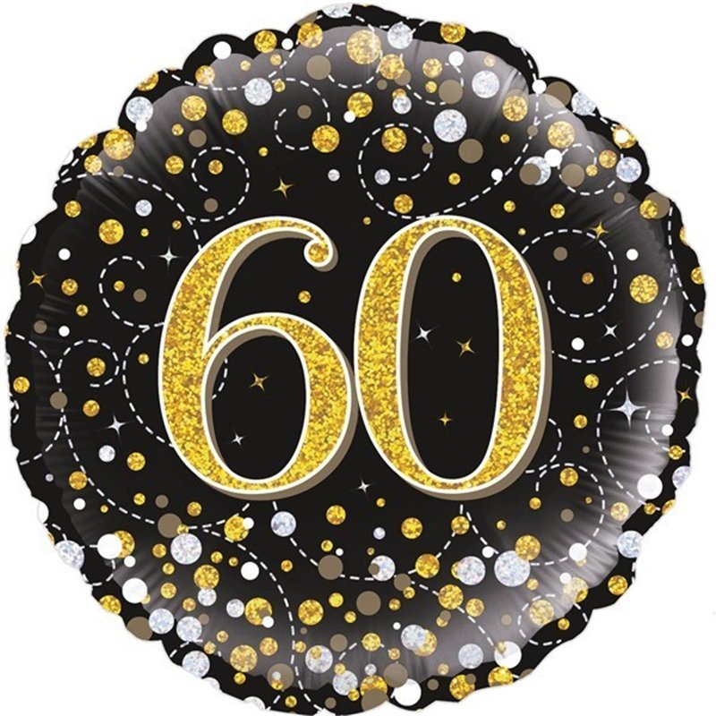 18IN 60TH SPARKLING FIZZ BLACK GOLD