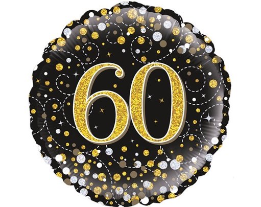 18IN 60TH SPARKLING FIZZ BLACK GOLD