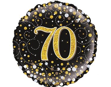 18IN 70TH SPARKLING FIZZ BLACK GOLD