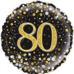 18IN 80TH SPARKLING FIZZ BLACK GOLD