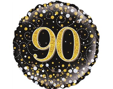 18IN 90TH SPARKLING FIZZ BLACK GOLD
