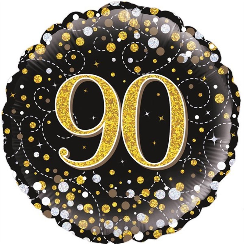 18IN 90TH SPARKLING FIZZ BLACK GOLD