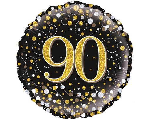 18IN 90TH SPARKLING FIZZ BLACK GOLD