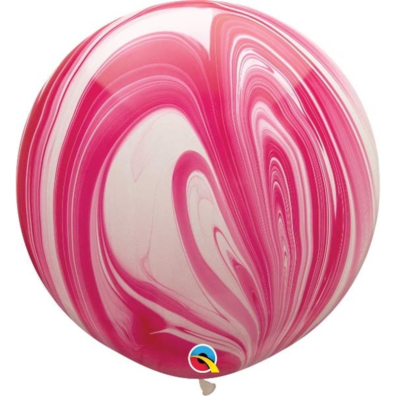 (2) 30IN RED & WHITE AGATE QUALATEX