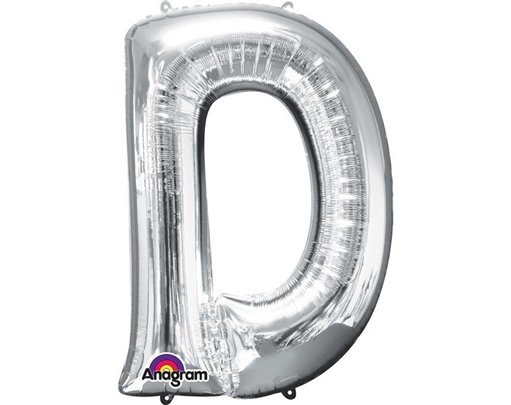 SILVER LETTER D SUPER SHAPE FOIL