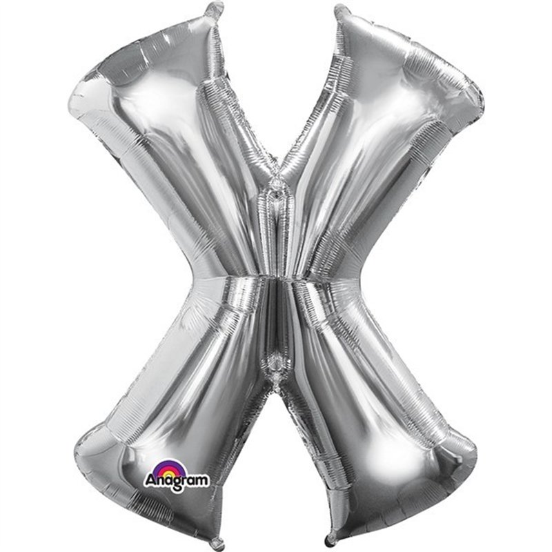 16IN SILVER LETTER X SHAPED FOIL
