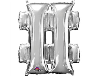 16IN SILVER HASHTAG SHAPED FOIL