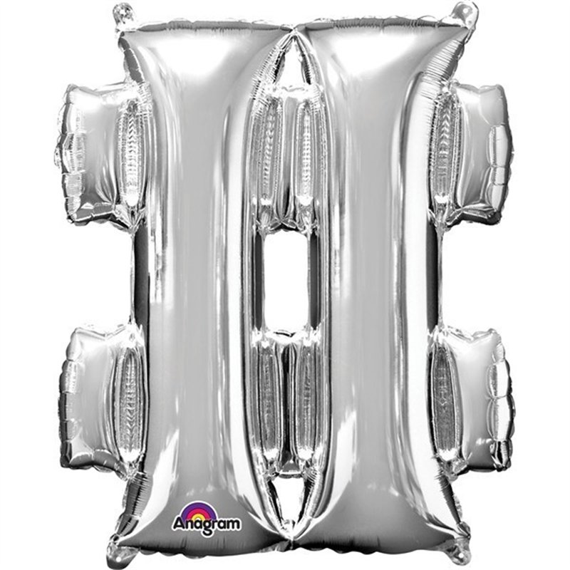 16IN SILVER HASHTAG SHAPED FOIL