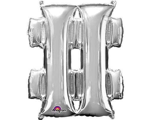 16IN SILVER HASHTAG SHAPED FOIL