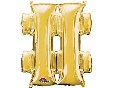 16IN GOLD HASHTAG SHAPED FOIL