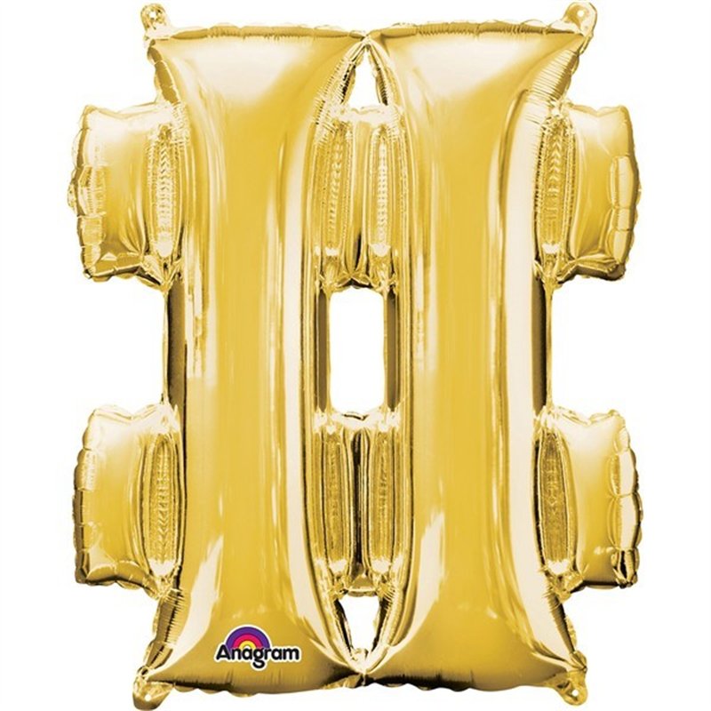 16IN GOLD HASHTAG SHAPED FOIL