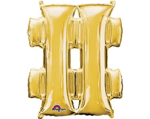 16IN GOLD HASHTAG SHAPED FOIL