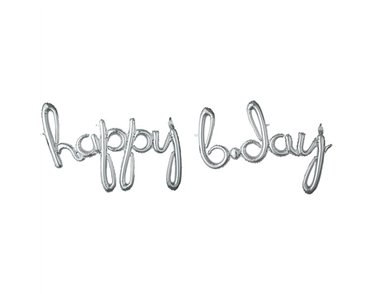 HAPPY B.DAY SILVER AIR-FILL FOIL SCRIPT