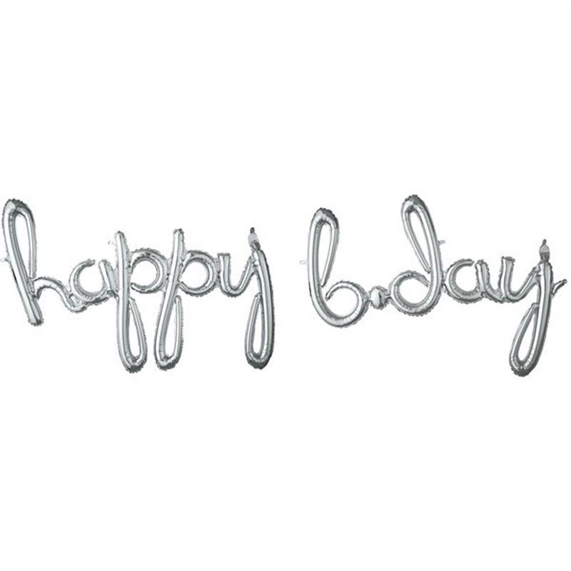 HAPPY B.DAY SILVER AIR-FILL FOIL SCRIPT
