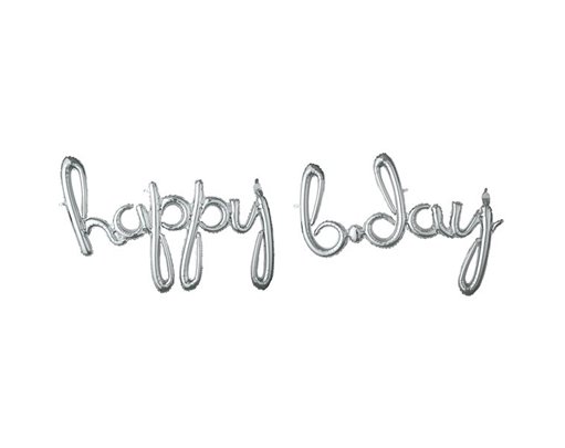 HAPPY B.DAY SILVER AIR-FILL FOIL SCRIPT