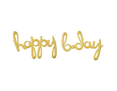 HAPPY B.DAY GOLD AIR-FILL FOIL SCRIPT