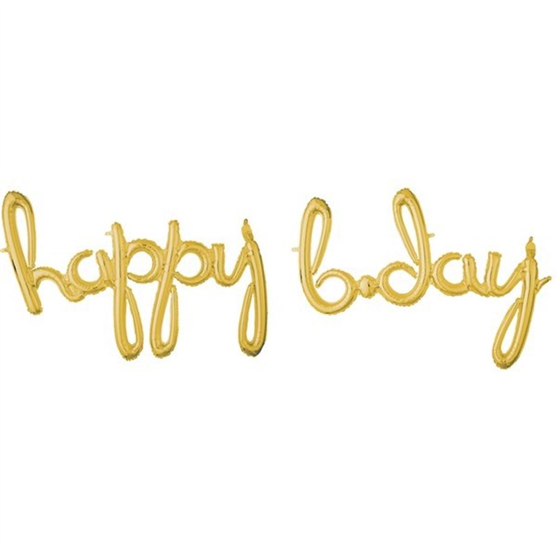 HAPPY B.DAY GOLD AIR-FILL FOIL SCRIPT
