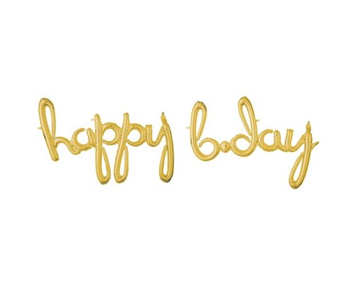 HAPPY B.DAY GOLD AIR-FILL FOIL SCRIPT