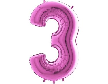 40IN FUCHSIA NUMBER 3 FOIL BALLOON