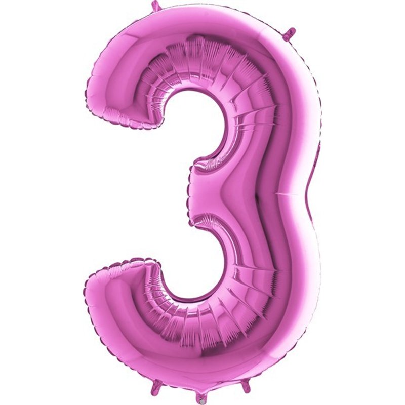 40IN FUCHSIA NUMBER 3 FOIL BALLOON