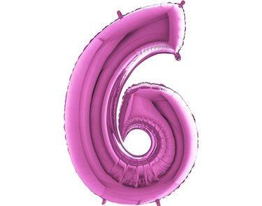 40IN FUCHSIA NUMBER 6 FOIL BALLOON