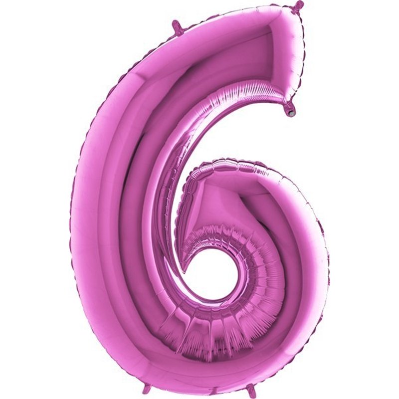 40IN FUCHSIA NUMBER 6 FOIL BALLOON