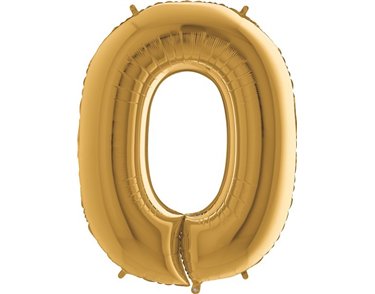 40IN GOLD NUMBER 0 FOIL BALLOON
