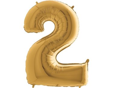 40IN GOLD NUMBER 2 FOIL BALLOON